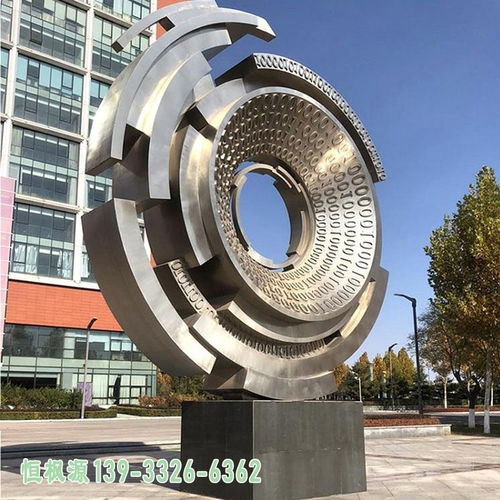 不锈钢圆环雕塑价格 通辽白钢雕塑圆环及导丝轮概述